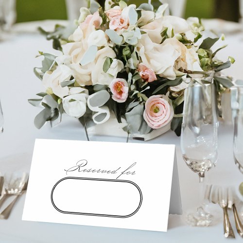 Elegant Calligraphy White Wedding Reserved Place Card
