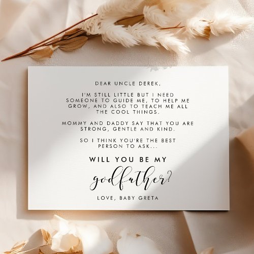 Elegant calligraphy Will you be my Godfather card
