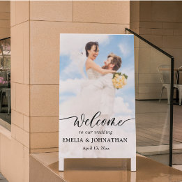 Elegant Calligraphy With 2 Photos Wedding Welcome Foam Board