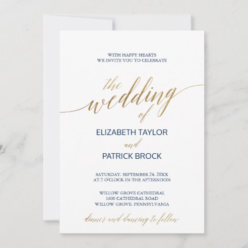 Elegant Calligraphy with Details on Back Wedding Invitation