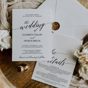 Elegant Calligraphy with Details on Back Wedding Invitation