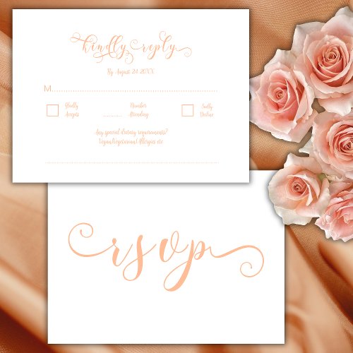 Elegant Calligrapy Peach Traditional Wedding RSVP Enclosure Card