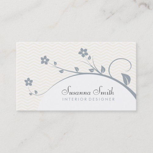 Elegant calling card with flowers and chevrn