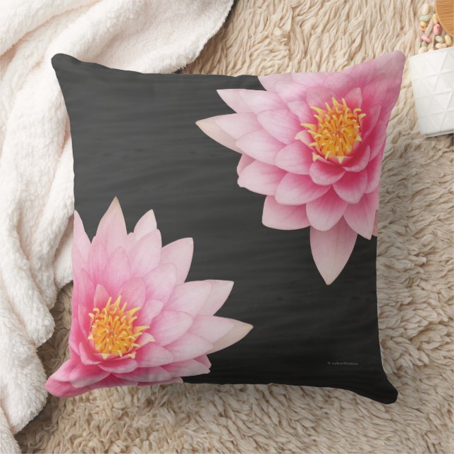 Elegant Calming Floating Pink Lotus Flowers Throw Pillow (Blanket)