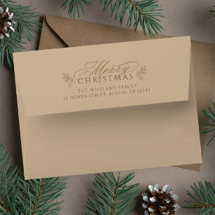 Elegant Camel Gold Christmas Return Address Envelope