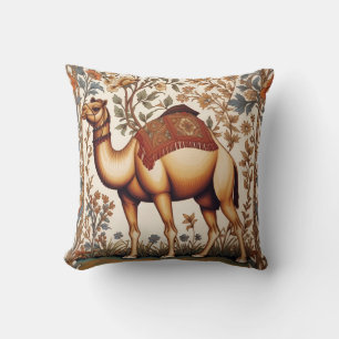 Elegant Camel William Morris Inspired Floral Throw Pillow