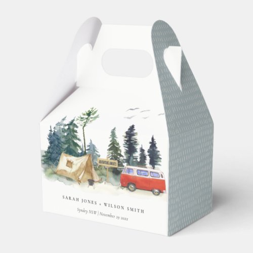 Elegant Camping Watercolor Pine Forest Wedding  Favor Boxes