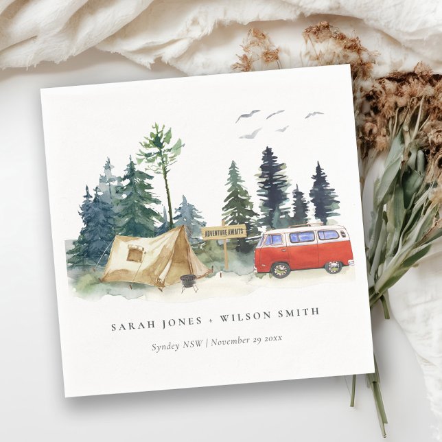Elegant Camping Watercolor Pine Forest Wedding Napkins (Creator Uploaded)
