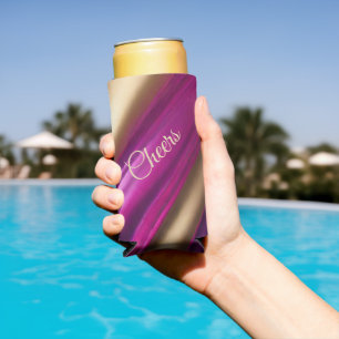 Elegant Can Cooler- Cheers Purple Pink and Gold- Seltzer Can Cooler