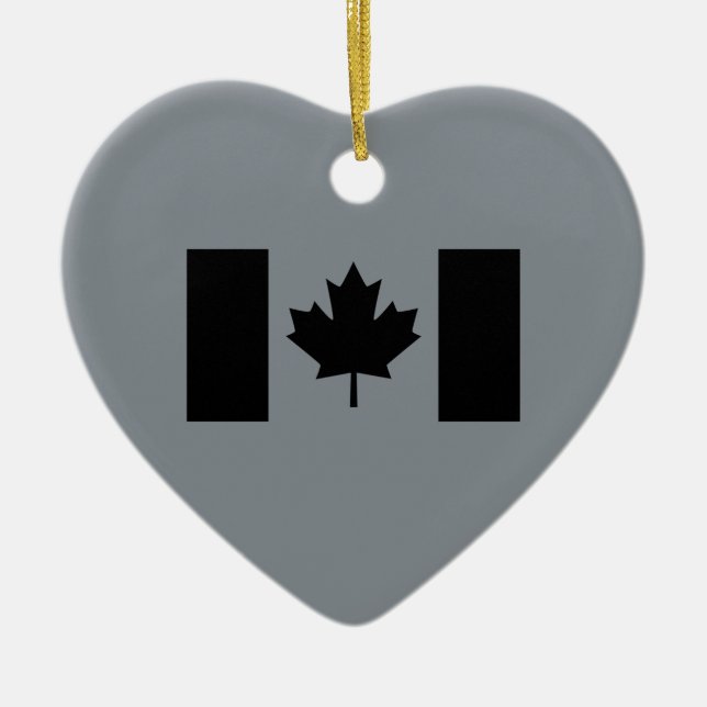 Elegant Canadian Flag in Black Ceramic Ornament (Front)