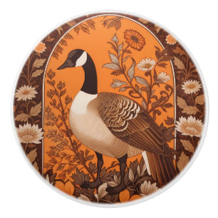 Elegant Canadian Goose William Morris Inspired Ceramic Knob