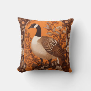 Elegant Canadian Goose William Morris Inspired Throw Pillow