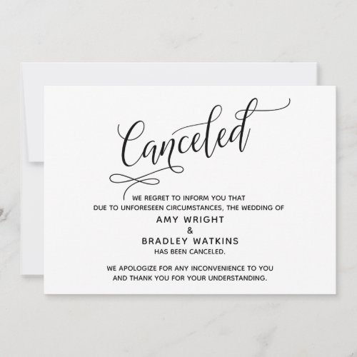 Elegant Canceled Wedding Announcement Card