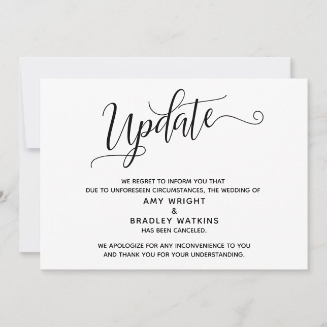 Elegant Canceled Wedding Announcement Update (Front)