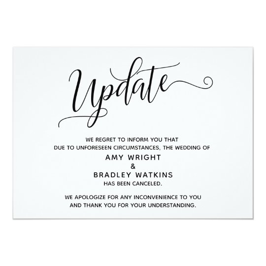 Elegant Canceled Wedding Announcement Update