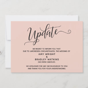 Elegant Canceled Wedding Blush Pink Announcement