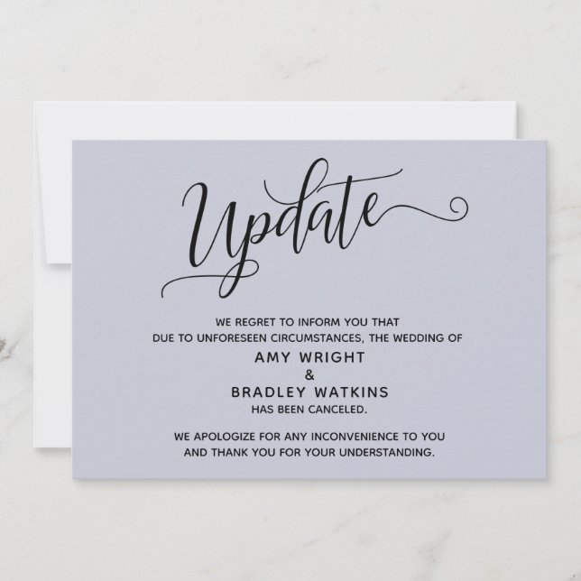 Elegant Canceled Wedding Dusty Blue Announcement (Front)