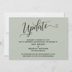 Elegant Canceled Wedding Sage Green Announcement