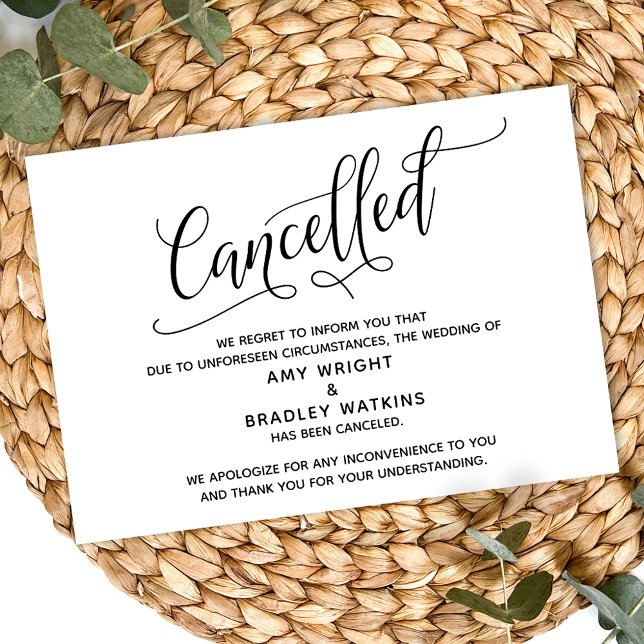 Elegant Cancelled Wedding Announcement Card (Creator Uploaded)