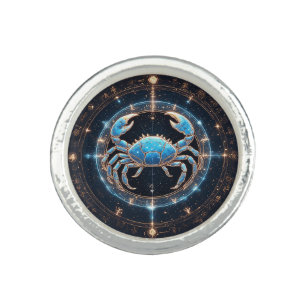 Elegant Cancer Zodiac Sign Ring