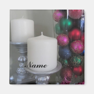 Elegant Candles and Glass Balls Place Holders Magnet