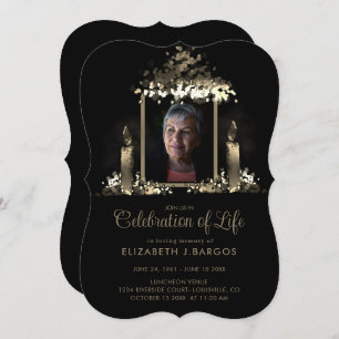 Elegant Candles Frame Photo Celebration of Life Invitation