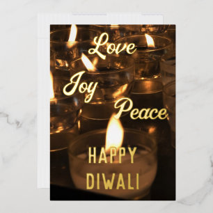 Elegant Candles Real Gold Foil Happy Diwali Foil H Foil Holiday Card