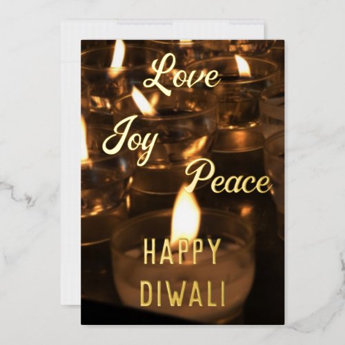 Elegant Candles Real Gold Foil Happy Diwali Foil H Foil Holiday Card