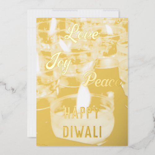 Elegant Candles Real Gold Foil Happy Diwali Foil Holiday Card