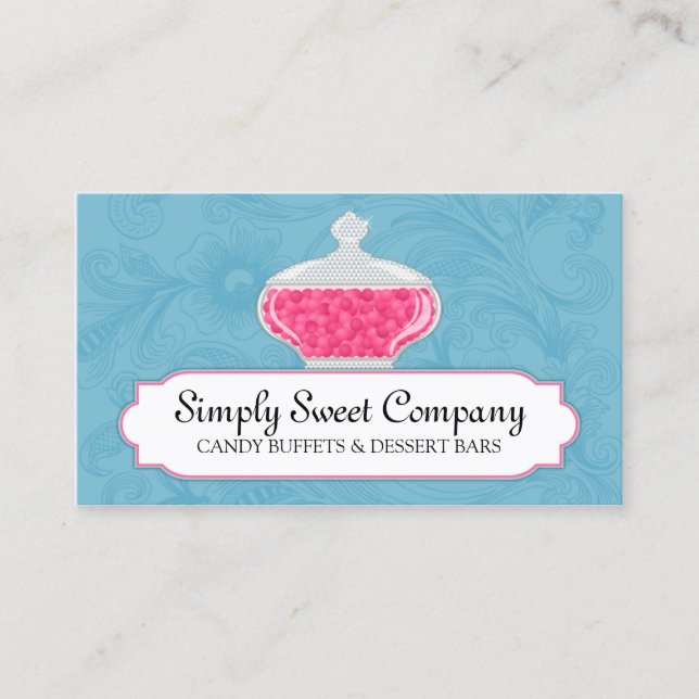 Elegant Candy and Dessert Buffet Business Card (Front)