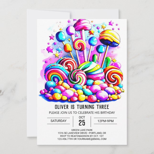 Elegant Candy Boho Birthday Invitation (Front)