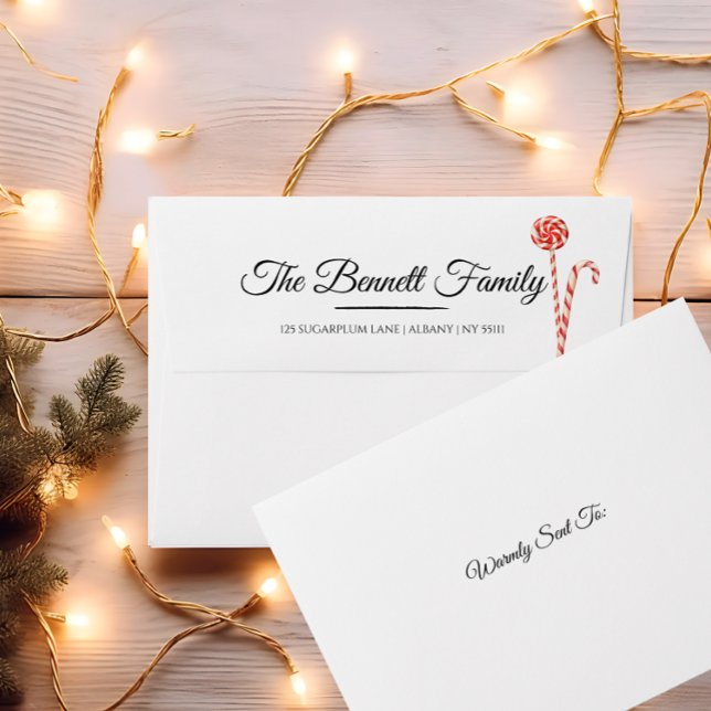 Elegant Candy Cane Christmas Envelope | Modern (Creator Uploaded)