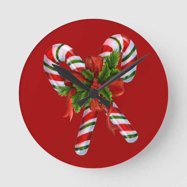 Elegant Candy Cane Wall Clock (Front)