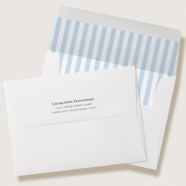 Elegant Candy Stripe Blue Return Address Envelope (Creator Uploaded)