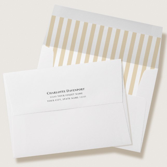 Elegant Candy Stripe Gold Return Address Envelope (Creator Uploaded)
