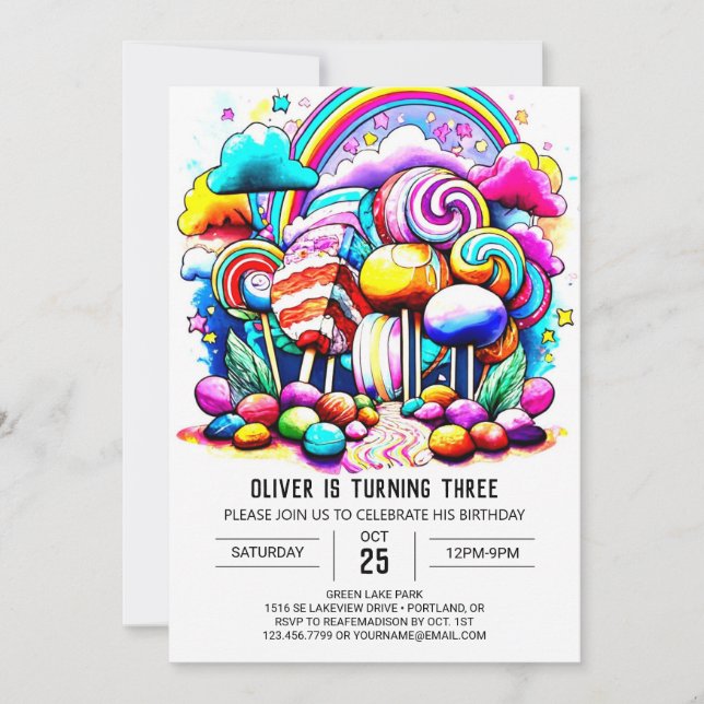 Elegant Candyland Online Birthday Invitation (Front)