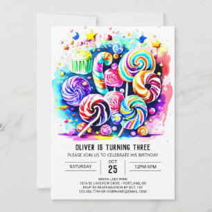 Elegant Candyland Printable Birthday Invitation