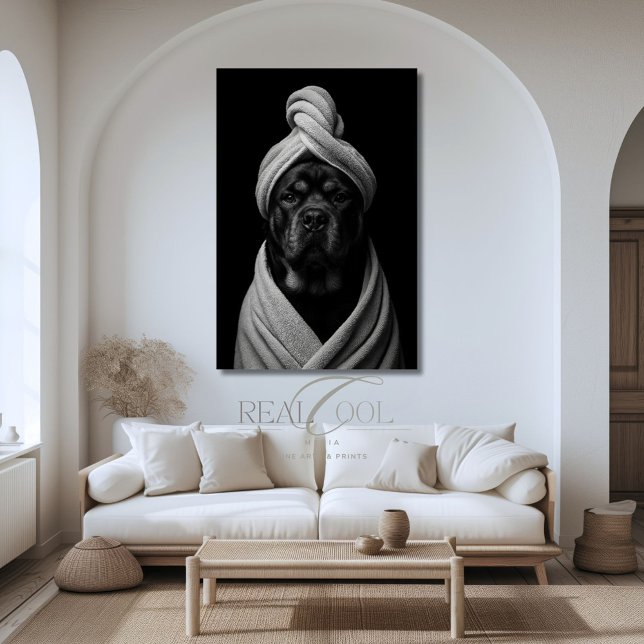 Elegant Canine Art of "Duke" in Towel Turban Poster (Creator Uploaded)