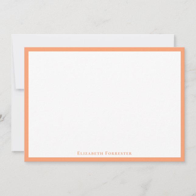 Elegant Cantaloupe Border Flat Note  Card (Front)