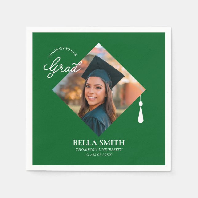 Elegant Cap Topper Custom Graduate Photo Keepsake  Napkins (Front)