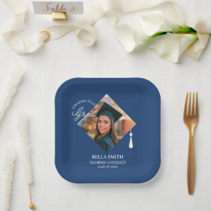 Elegant Cap Topper Custom Graduate Photo Keepsake Paper Plates