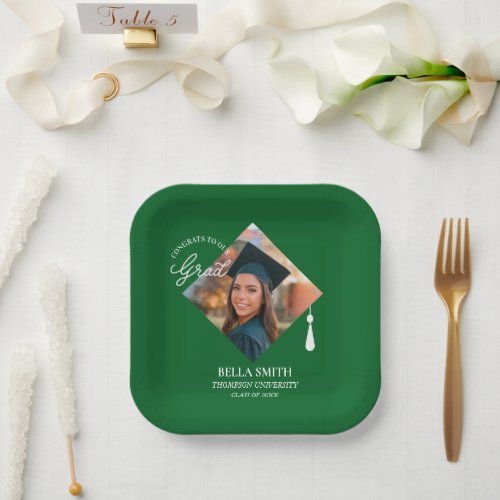 Elegant Cap Topper Custom Graduate Photo Keepsake  Paper Plates
