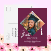 Elegant Cap Topper Photo Grad Party Invitation