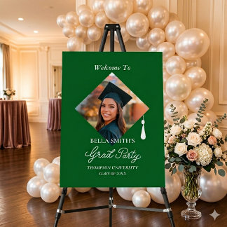 Elegant Cap Topper Photo Grad Party Welcome Sign