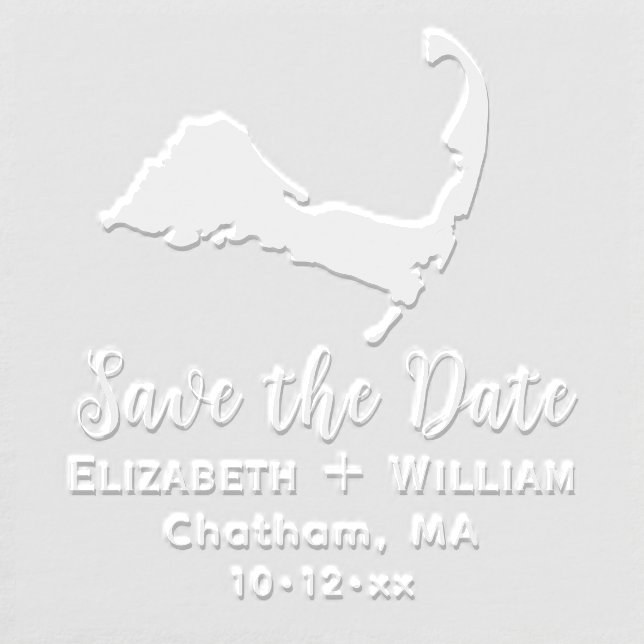 Elegant Cape Cod MA Map Wedding Save the Date Embosser (Design)