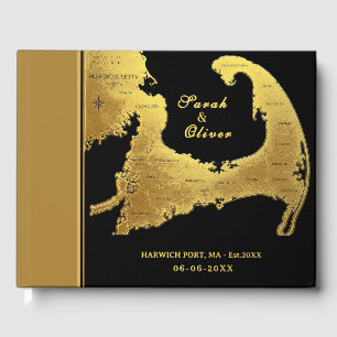Elegant Cape Cod Map Destination Wedding Foil Guest Book