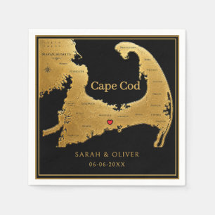 Elegant Cape Cod Map Wedding Napkins