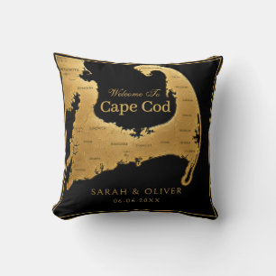 Elegant Cape Cod welcome map Throw Pillow