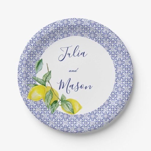 Elegant Capri Tile Wedding Paper Plate