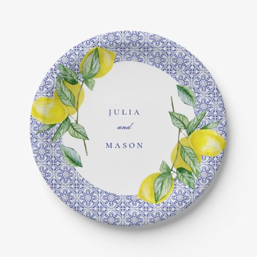 Elegant Capri Tile Wedding Paper Plate _ D